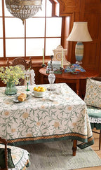 patdrea Designer French Linen Table Cloth for Rectangle Table,Vintage Fall Decorative Tablecloth,Floral Decoration Cover for Kitchen Dining Christmas,Tea Party,Thanksgiving,55"x71"-Littledaisy
