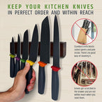 Premium 10 Inch (Small Size) Dark Walnut Wood Magnetic Knife Holder – Professional Wooden Magnetic Knife Strip - Space-Saving Knife Rack/Knife Bar With Powerful Magnetic Pull Force (Upgraded Version)