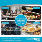 BIRDROCK HOME Stainless Steel Steam Table Pan - Hotel, Restaurant & Catering Supplies - 24 Gauge Steel, 4.3 qt Capacity - Meal Prep, Cooking, & Food Storage Container - 6" Depth, 1/4-Size (6 Pack)