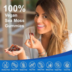 Vegan Ashwagandha Sea Moss Gummies - Black Seed Oil, Vitamin C&D for Immune Support, Digestive, Antioxidant 13 in 1 Bundle, Sea Moss Chlorophyll Advanced Strength Formula 60 Gummies