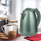 COOK WITH COLOR Electric Kettle - Rapid Boil, Sleek Design, and Safety Features - Great for Quick and Easy, Stainless Steel Sage, 1.7 Liters