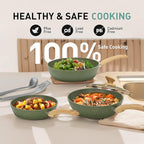 MAISON ARTS Pots and Pans Set Non Stick, 12 Piece Green Granite Kitchen Cookware Induction Compatible, Pot and Pan Sets for Cooking Nonstick