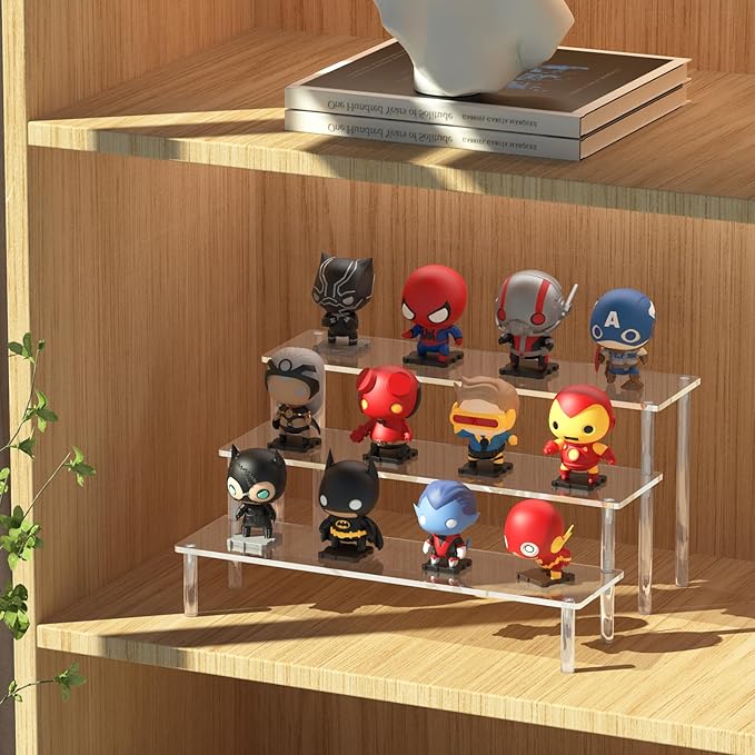 Acrylic Display Risers, 3 Tier Perfume Organizer Stand, Clear Cupcake Stand Holder, Large Shelf Risers for Figures, Dessert Shelves for Party, Display Shelf for Decoration and Organizer