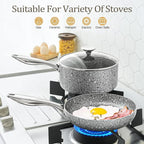 MICHELANGELO Frying Pan with Lid, Nonstick 12 Inch Frying Pan with Non toxic Granite Coating, Granite Frying Pan, Nonstick Frying Pans with Lid, Induction Compatible