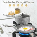 MICHELANGELO Frying Pans Set with 100% APEO & PFOA-Free Stone Non Stick Coating, Granite Skillet Set, Nonstick Skillets 3 Pcs,8/9.5/11 inch
