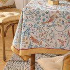 patdrea Designer Small French Rectangular Tablecloth,Vintage Yellow Floral Birds Pattern Linen Colorful Table Cloth,Decor Cover for Kitchen Dining Banquet,Christmas,Thanksgiving,55"x71"-Magnolia
