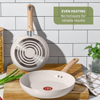 T-Fal Revive Ceramic Nonstick Cookware Set, Oven Safe Up to 350ºF, 12-Piece, Includes Stockpot, Saucepan, Skillet, Frying Pans, Utensils, Ceramic Pots and Pans Set, Beige Granite