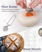 30-Pcs Sourdough Bread Baking Supplies - Sourdough Starter Kit | Including 9 inch Round and 10 inch Oval Banneton Proofing Basket，Precision Measuring Spoons，Electronic scales