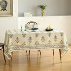 ISAENNE Designer French Pale Yellow Long Tablecloth Rectangle,Linen Floral Table Cloth,Wrinkle Resistant Decor Tablecloths for Dining Thanksgiving Banquet Kitchen Party,63"*94"-Estevan A