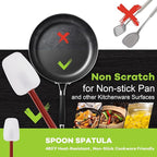 Silicone Rubber Spatula and Spoon Set of 3, High Heat Spatula, Commercial Size (14 Inches)