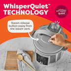 Instant Pot, 6-Quart Whisper Quiet 9-in-1 Electric Pressure Cooker, Slow Rice Steamer, Sauté, Yogurt Maker, Warmer & Sterilizer, Free App with 800+ Recipes, Stainless Steel