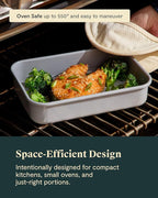 Caraway Nonstick 9” x 6.5” Small Rectangle Baking Pan Duo – Non-Toxic, PTFE & PFOA Free – Aluminized Steel Core – Deep Ceramic Baking Pan for Casseroles, Lasagna & More - Marigold