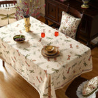 ISAENNE Designer Floral Linen Long Rectangle Tablecloth,French Off White Elegant Table Cloth,Washable Home Decor Tablecloths for Dining Thanksgiving Kitchen Christmas,63"*94"-Grace B