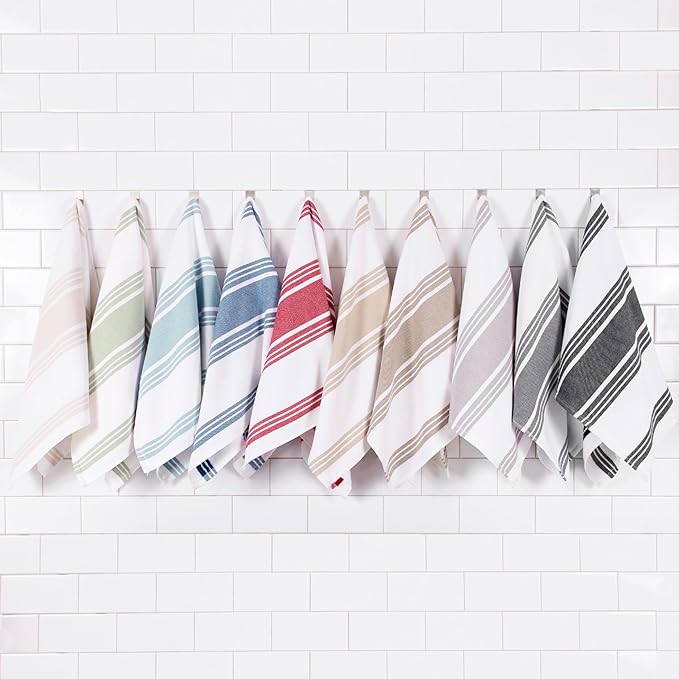 All-Clad Dual-Purpose Kitchen Towels: Highly Absorbent - 100% Cotton, 17"x30" Dish Towels for Cleaning & Drying Dishes & Glassware, 3-Pack, Pewter