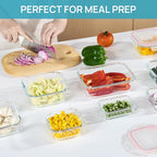 Vtopmart 8 Pack Glass Food Storage Containers with Airtight Lids, Glass Meal Prep Containers, Lunch Containers for Microwave, Oven, Freezer and Dishwasher, BPA Free