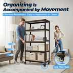 HOMEDANT House 5-Tier Metal Rolling Cart Shelf Rack Casters Heavy Duty Laminated Wheel Shelving Unit Adjustable Utility Storage Shelves Organizer Shelf Kitchen Garage 24.4" W x 16.5" D x 62.2" H 3Pack