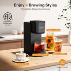 Single Serve Coffee Maker for K Cup, Ground and Tea Leaves, Hot and Iced Coffee Machines with Bold Setting, 6 to 16 Oz Brew Sizes, Compact for Small Spaces, Black (2.0 Version)