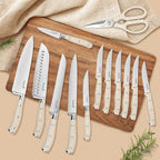 Kuisine Kitchen Chef Knife Block Set,High Carbon Stainless Steel Razor-Sharp Blade Ergonomic Handle,Sharp Knife Set with Built-in Sharpener,Elegant Gift(Irovy-Acacia,15pcs)
