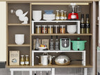 Adjustable Expanable Stackable Spice Rack Shelf Pantry Storage Organizer for Kitchen Cabinet,Countertop,Bathroom and More.Space is no Longer Limited(2Packs/White/Medium)