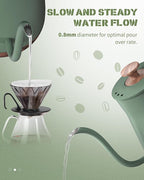 Gooseneck Electric Kettle, Electric Tea Kettle Stainless Steel, Pour over kettle for Coffee, 1000W Hot Water Kettle Electric Auto Shut Off, 0.8L, Wood-like Grain Finish Handle, Matcha Green