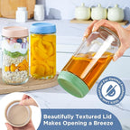 DRKIO 24 Oz Overnight Oats Containers with Lids - 4 Pack Glass Storage Jars with Airtight Lids Wide Mouth Mason Food Jars Great for Meal Prep Salad Chia Pudding Snacks Yogurt Sugar Spice Cereal