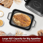 Davivy 9QT Large Dutch Oven for Sourdough Bread with Silicone Baking Mat, Pre-Seasoned Non-stick Cast Iron Sourdough Loaf Pan, Cast Iron Sourdough Baking Pan Large Capacity