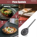 Pizza Turner, 8-inch Black Metal Pizza Turning Peel, Aluminum Turning Peel