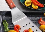 New Star Foodservice 43051 Wood Handle Flexible Grill Spatula Set, 14.5", Set of 2, Silver