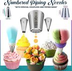 RFAQK 230PCs Cake Decorating Supplies Kit, Cake Decorating Set with Cake Turntable, Piping Bags and Tips, Modeling Tools, Cookie Plunger Cutters, Icing Smoother & Other Accessories for Cake Decoration