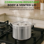 NutriChef 8 Qt Heavy-Duty Stockpot with Stainless Steel Lid - Induction Compatible Cooking Pot, Ideal for Soups and Stews