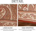 ISAENNE Designer French Red Extra Long Tablecloth Rectangle,Linen Table Cloth with Cashew Pattern,Stain Proof Decor Tablecloths for Dining Thanksgiving Kitchen Christmas,63"*110"-Chauffrey D
