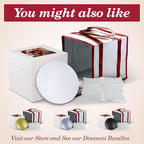 Cakebon Cake Boxes with Boards - 12 Inch Round Cake Drum Black - Box With Window for Birthdays, Weddings and Parties (1pc Each, 2pcs Total)