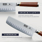 HOSHANHO Nakiri Knife 7 Inch, Hand Forged Japanese High-corbon Steel Chef Knife, Multipurpose Meat and Vegetable Kitchen Knife with Red Sandal Wooden Handle & Gift Box