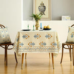 ISAENNE Designer French Pale Yellow Small Rectangular Tablecloth,Linen Floral Table Cloth,Wrinkle Resistant Decor Tablecloths for Dining Thanksgiving Banquet Kitchen Party,55"*71"-Estevan A
