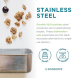 U Konserve Stainless Steel Rectangle Food Storage Bento Box Container, Leak Proof Silicone Lid Dishwasher Safe - Plastic Free, (45oz Island Teal)