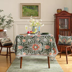 ISAENNE Designer Bohemian Linen Green Small Rectangular Tablecloth,Floral Indoor Table Cloth,Stain Resistant Decor Tablecloths for Dining Thanksgiving Kitchen Party Christmas,55"*71"-Naples