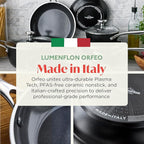 Orfeo 8” Nonstick Frying Pan Skillet, Made in Italy, Diamond Ceramic PFAS-Free Cookware, Induction Ready, Scratch Resistant, Laser-Fused Surface for Durability, Dishwasher Safe, Black