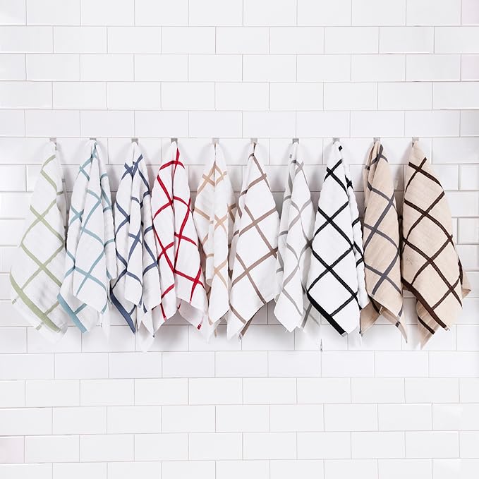 All-Clad Checked Kitchen Towel: Highly Absorbent, Super Soft Long Lasting - 100% Cotton, 17"x30" Tea Towel for Cleaning & Drying Dishes, Pans, Glassware, or Countertops, (1-Pack), Black