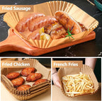 10 Inch Air Fryer Paper Liners, 100Pcs Air Fryer Liner Disposable, Oil-Proof & High-Temperature Resistant Parchment Baking Paper for Air Fryer, Microwave and Oven（Bottom Is 9 Inch）