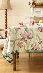 patdrea Designer Green Long Rectangle Tablecloth,Framhouse Vintage French Violets Pattern Elegant Tablecloths,Table Cover Decor for Kitchen Dining Christmas,Party,Thanksgiving,63"x102"-Tara a