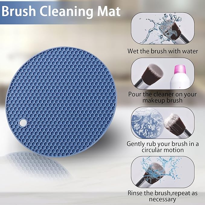 Joyhalo Trivets for Hot Dishes - Hot Pads for Kitchen, Silicone Pot Holders for Hot Pots and Pans, Silicone Mats for Kitchen Countertops, Table, Flexible Easy to Wash and Dry, Blue