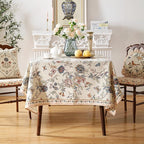 ISAENNE Designer French Light Beige Small Square Tablecloth,Linen Florals and Birds Pattern Table Cloth,Anti-Wrinkle Decorative Tablecloths for Dining Thanksgiving Kitchen,55"*55"-Cornucopia