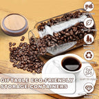 Large Glass Coffee Storage Jar with Lids Spoon Thicken Glass Coffee Canister Borosilicate Glass Food Containers for Ground Coffee Beans Nut Pasta Sugar Candy Spice Rice Loose Tea (2800ml/94oz)
