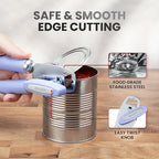 Zulay Kitchen Heavy Duty Stainless Steel Can Opener Manual with Bottle Opener - Rust Proof Manual Can Opener With Turn Knob & Comfy Soft Grip Handles - Periwinkle