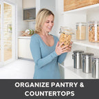 Oggi 4pc Clear Canister Set with Clamp Lids Airtight Containers in Sizes Ideal for Kitchen & Pantry Storage of Bulk, Dry Foods Including Flour, Sugar, Coffee, Rice, Tea, Spices & Herbs