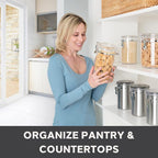 OGGI Clear Canister Airtight 38oz - Clamp Lid & Spoon - Airtight Food Storage Containers, Ideal for Kitchen & Pantry Storage of Bulk, Dry Food Including Flour, Sugar, Coffee, Rice, Tea, Spices & Herbs