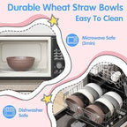 Quatish 10 PCS Unbreakable Cereal Bowls,Dishwasher & Microwave Safe Wheat Straw Bowls, Easy-to-Clean Lightweight Snack & Soup Bowl,Multi-Color Portable for Picnics Plastic Bowls Set, Brown