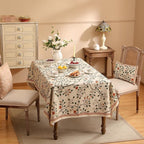 ISAENNE Designer Floral Table Cloth for Rectangle Table,French Linen Light Beige Indoor Tablecloth,Fall Wrinkle Resistant Decor Tablecloths for Dining Thanksgiving Kitchen,55"*79"-Flora A