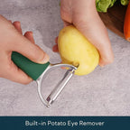 KITCHENDAO Swivel Vegetable Potato Peeler for Kitchen, Japanese Stainless Steel Sharp Blade, Heavy Duty Die-cast Construction Y Peeler, Built-in Eye Remover, Soft-touch Handle, Dishwasher Safe, Green