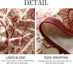 ISAENNE Designer French Linen Small Square Tablecloth,Red Floral Washable Indoor Table Cloth,Durable Home Decor Tablecloths for Dining Thanksgiving Kitchen Tea Party Christmas,55"*55"-Ruyi A